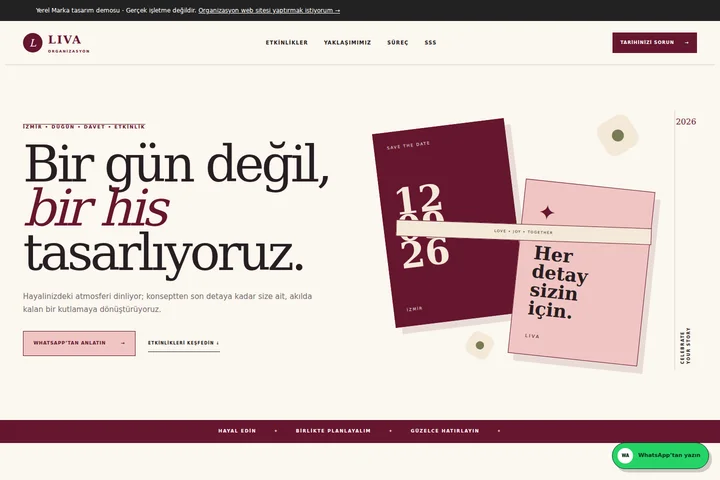 Organizasyon örnek web sitesi ekran görüntüsü